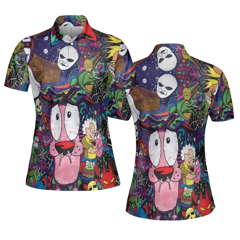 Horror Characters Cowardly Dog AOP Men/Women Polo Shirt - 5