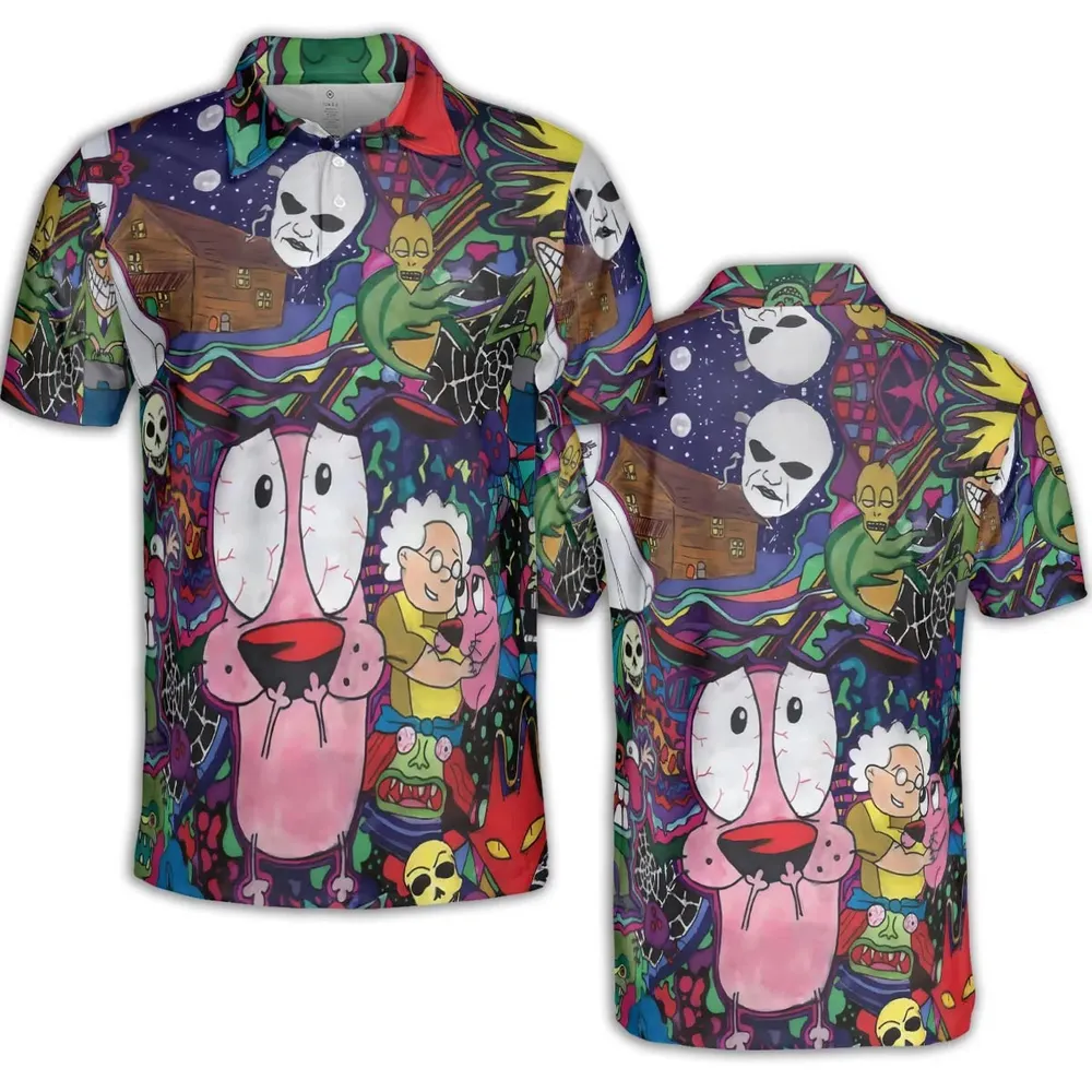Horror Characters Cowardly Dog AOP Men/Women Polo Shirt - 2