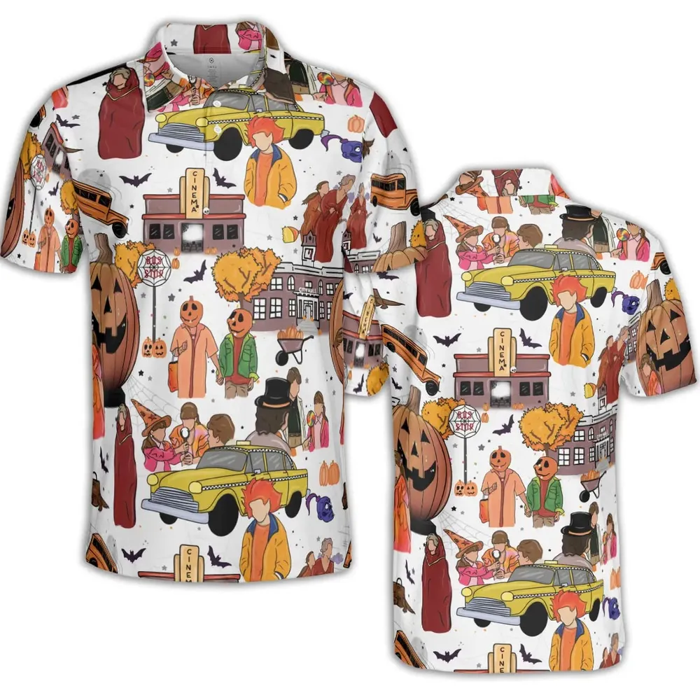 Fall Season Halloweentown AOP Men/Women Polo Shirt - 2