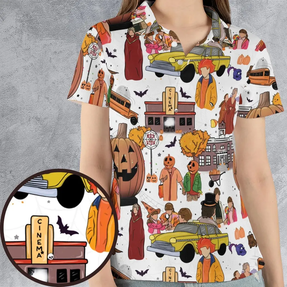 Fall Season Halloweentown AOP Men/Women Polo Shirt - 4