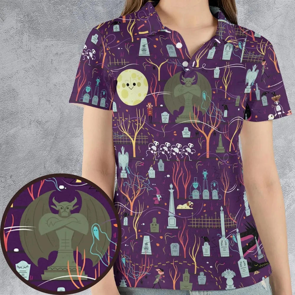Nostalgic 80s 90s Spooky Scene AOP Men/Women Polo Shirt - 4