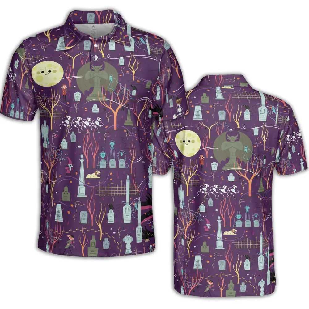 Nostalgic 80s 90s Spooky Scene AOP Men/Women Polo Shirt - 2