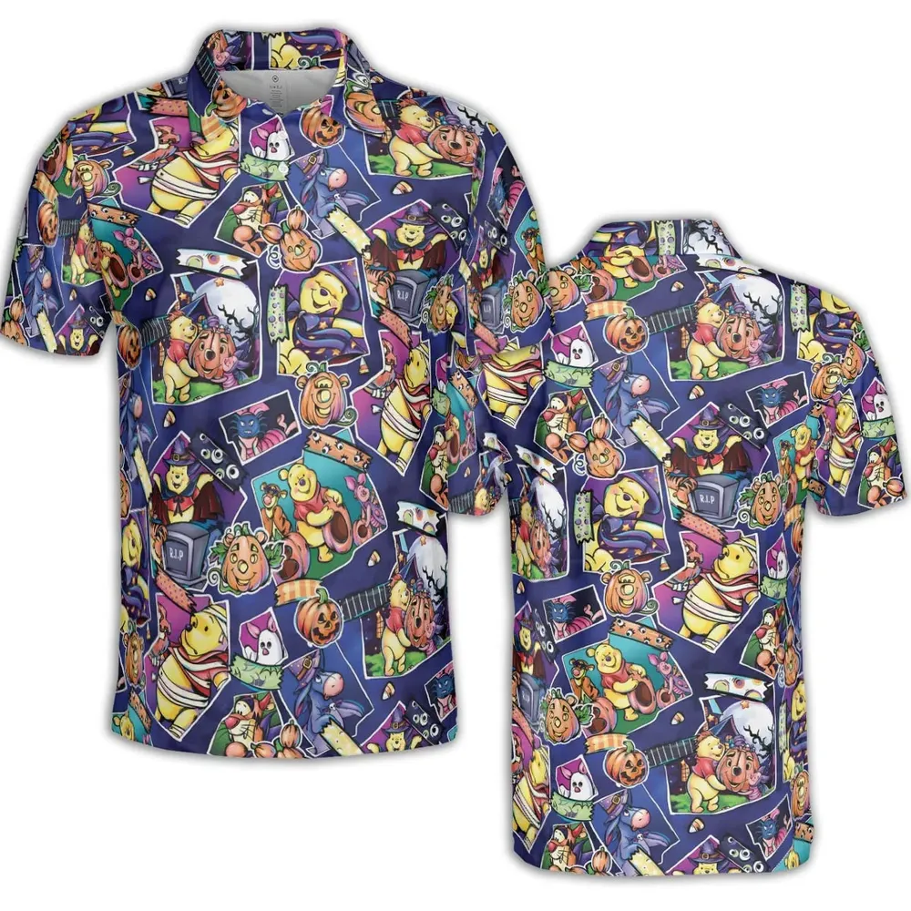 Pooh Bear Halloween AOP Men/Women Polo Shirt - 2