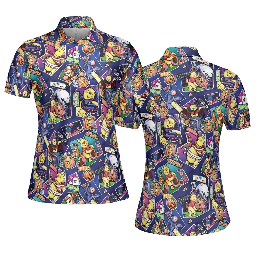 Pooh Bear Halloween AOP Men/Women Polo Shirt - 5