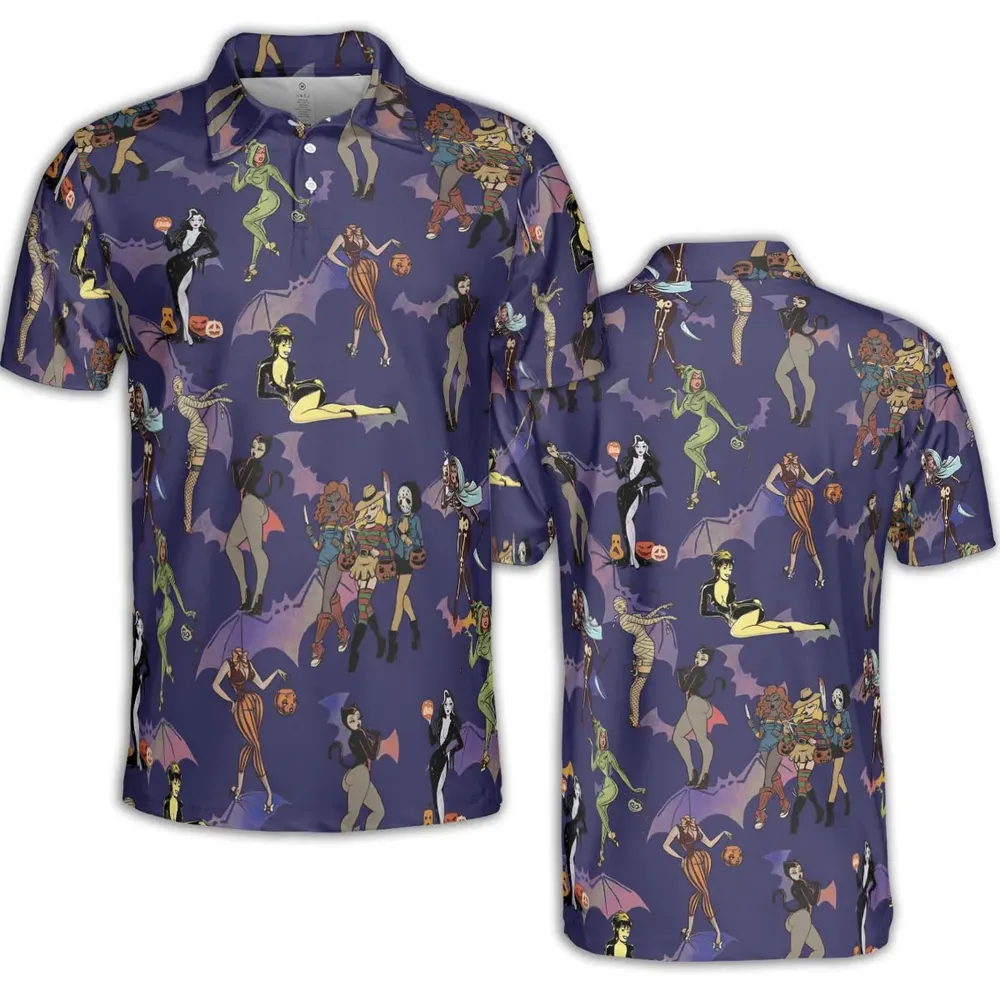 Horror Pin Up Girls AOP Men/Women Polo Shirt - 2