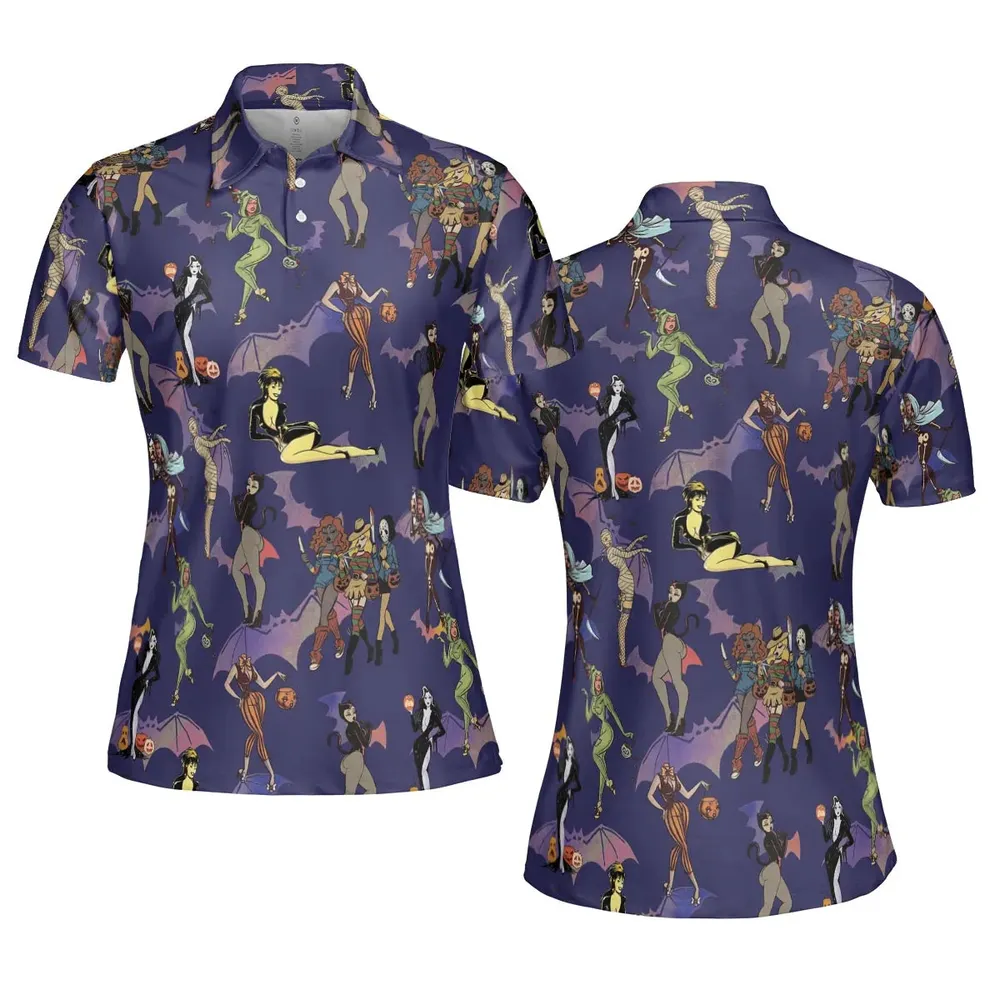 Horror Pin Up Girls AOP Men/Women Polo Shirt - 5