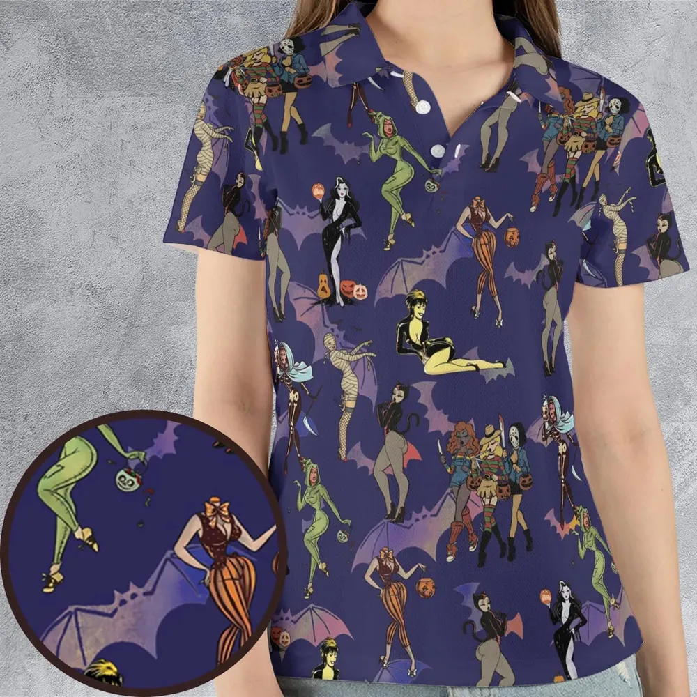 Horror Pin Up Girls AOP Men/Women Polo Shirt - 4