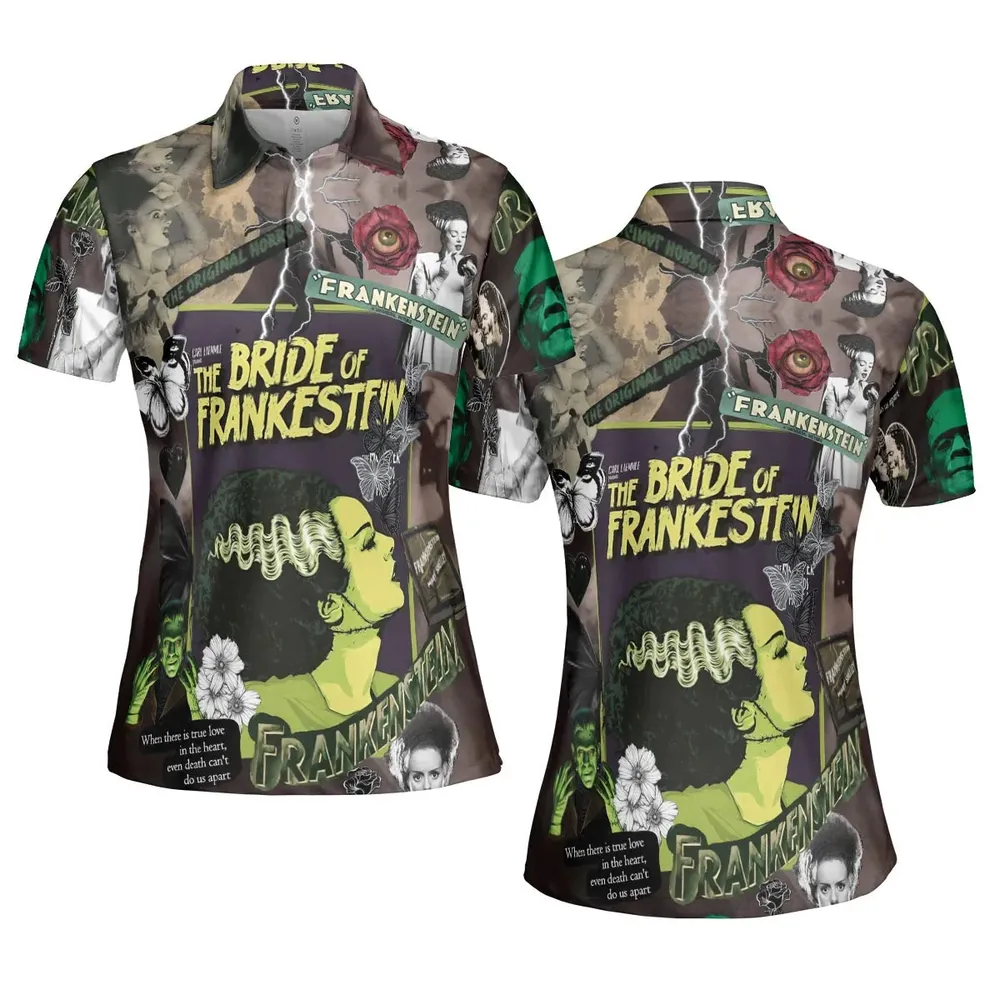 Vintage Bride Of Frankenstein AOP Men/Women Polo Shirt - 5