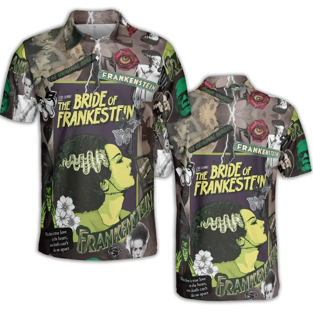 Vintage Bride Of Frankenstein AOP Men/Women Polo Shirt - 2