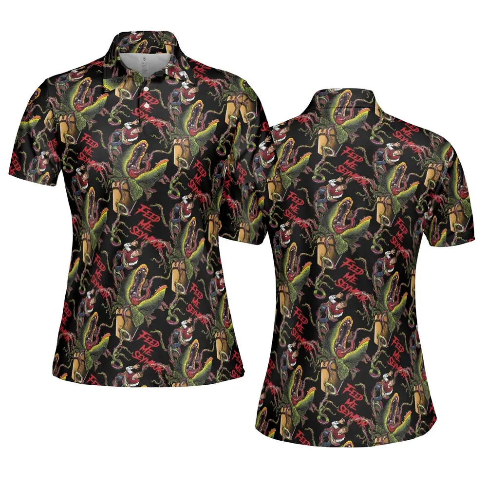 Feed Me Seymour Horror Little Shop AOP Men/Women Polo Shirt - 5