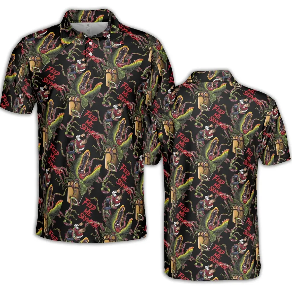 Feed Me Seymour Horror Little Shop AOP Men/Women Polo Shirt - 2