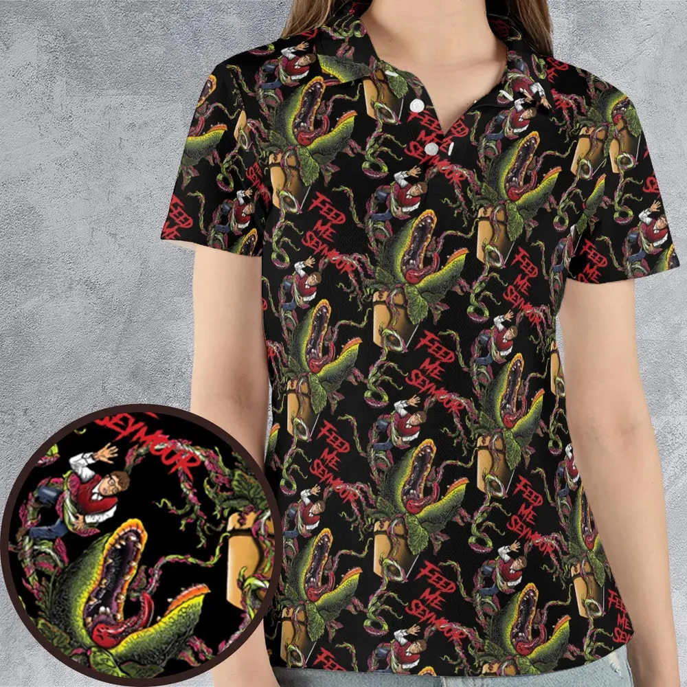 Feed Me Seymour Horror Little Shop AOP Men/Women Polo Shirt - 4