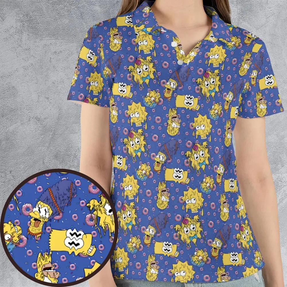 Trippy Simpsons Melting AOP Men/Women Polo Shirt - 4