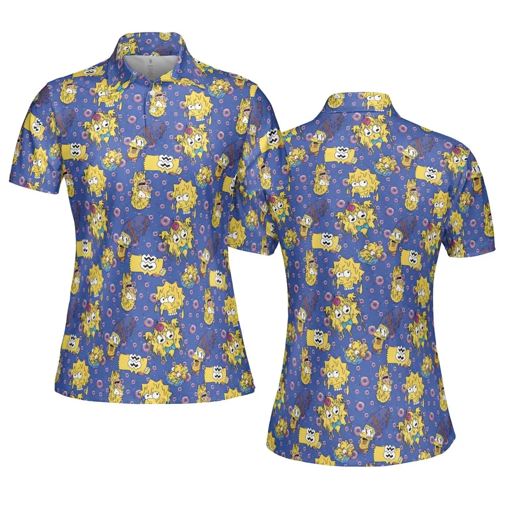 Trippy Simpsons Melting AOP Men/Women Polo Shirt - 5