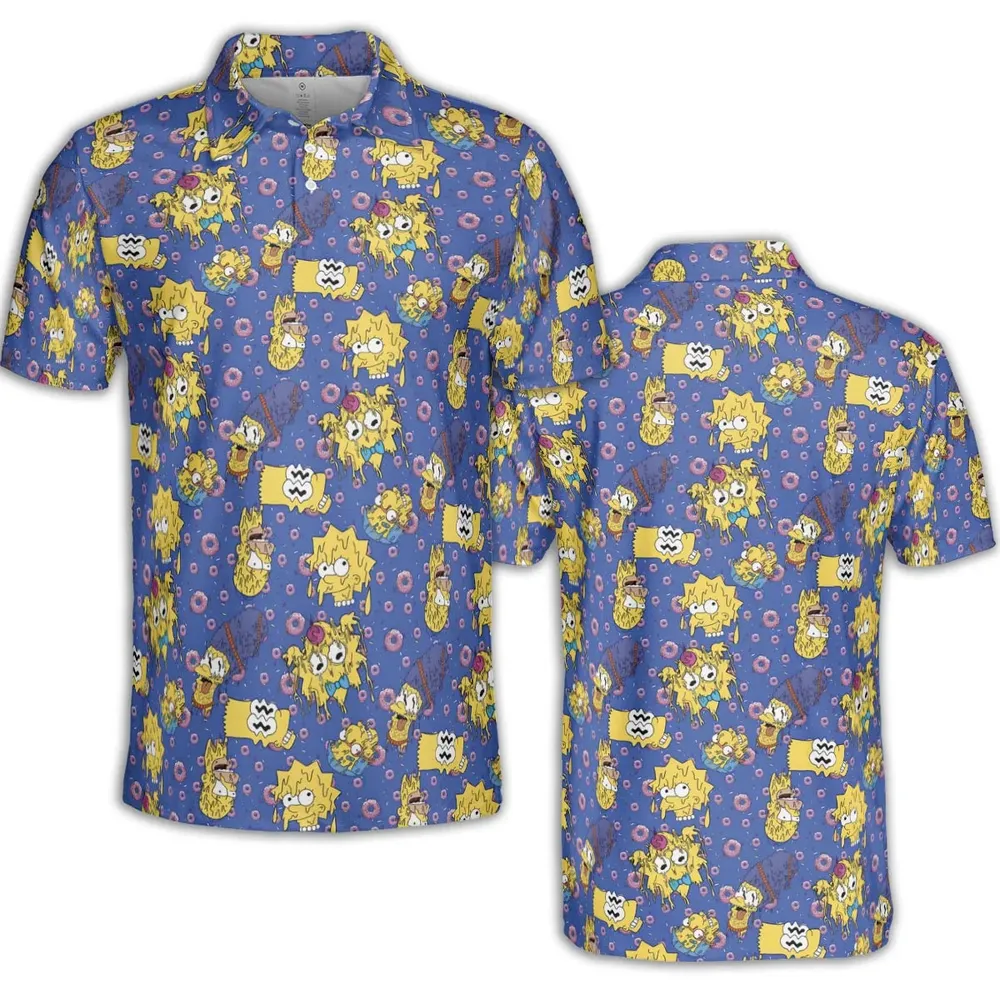 Trippy Simpsons Melting AOP Men/Women Polo Shirt - 2