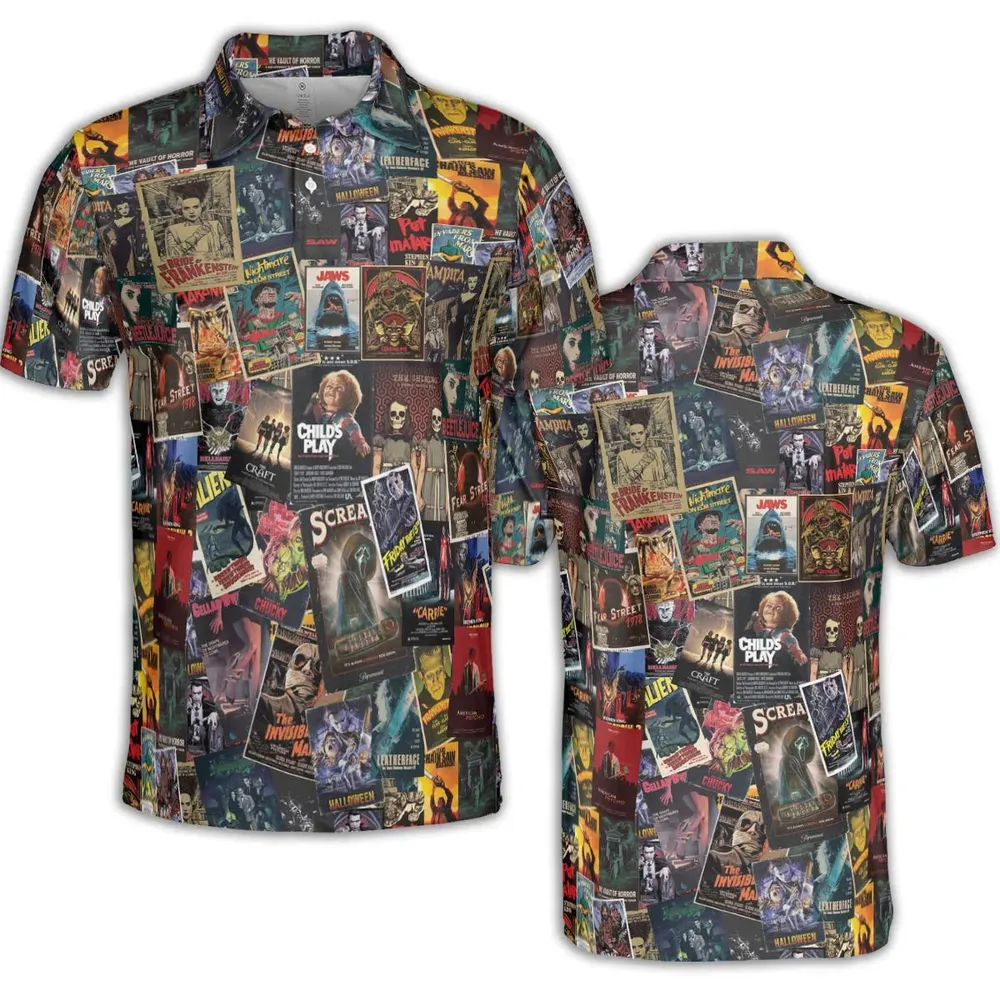 Vintage Horror Pattern AOP Men/Women Polo Shirt - 2