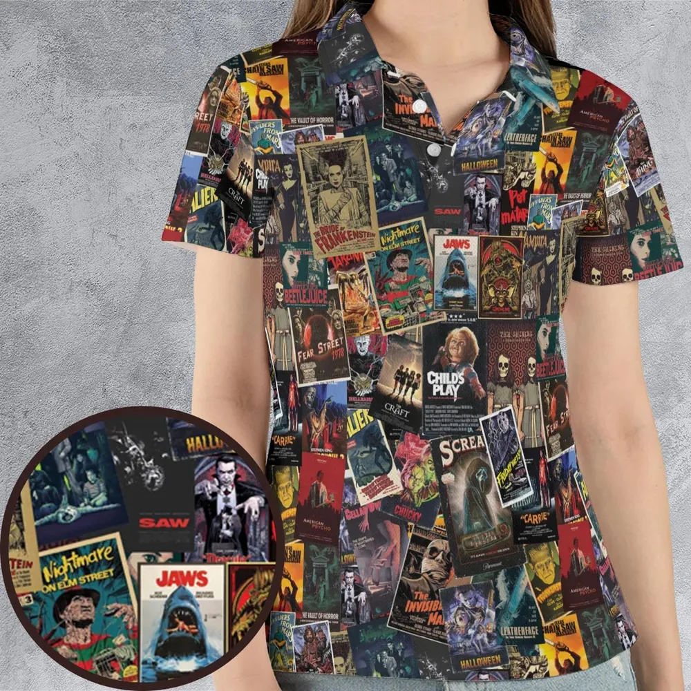 Vintage Horror Pattern AOP Men/Women Polo Shirt - 4