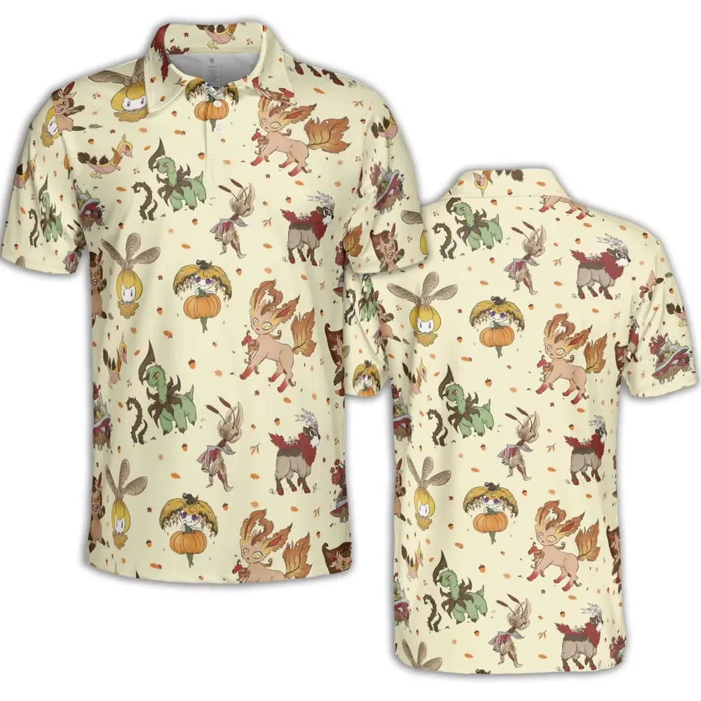 Autumn Vibes Pokemon Pattern AOP Men/Women Polo Shirt - 2