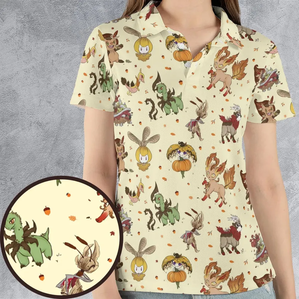 Autumn Vibes Pokemon Pattern AOP Men/Women Polo Shirt - 4