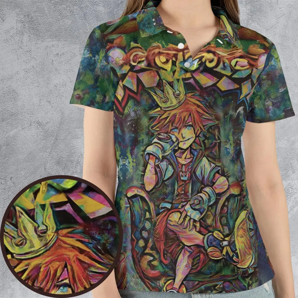 Trippy Sora Kingdom Hearts AOP Men/Women Polo Shirt - 4