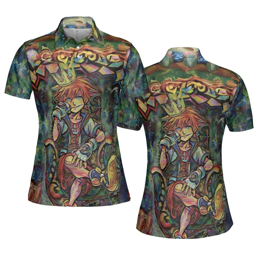 Trippy Sora Kingdom Hearts AOP Men/Women Polo Shirt - 5