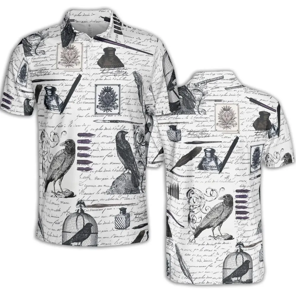 Nevermore The Raven Edgar Allan Poe AOP Men/Women Polo Shirt - 2