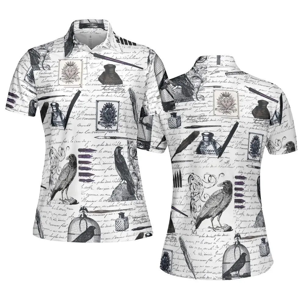 Nevermore The Raven Edgar Allan Poe AOP Men/Women Polo Shirt - 5