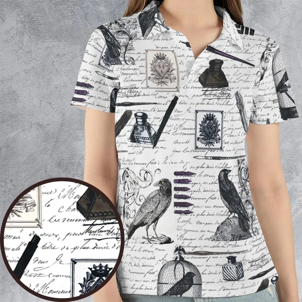Nevermore The Raven Edgar Allan Poe AOP Men/Women Polo Shirt - 4