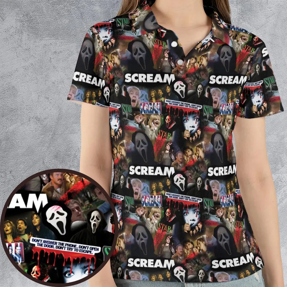 Slasher Chic Scream AOP Men/Women Polo Shirt - 4