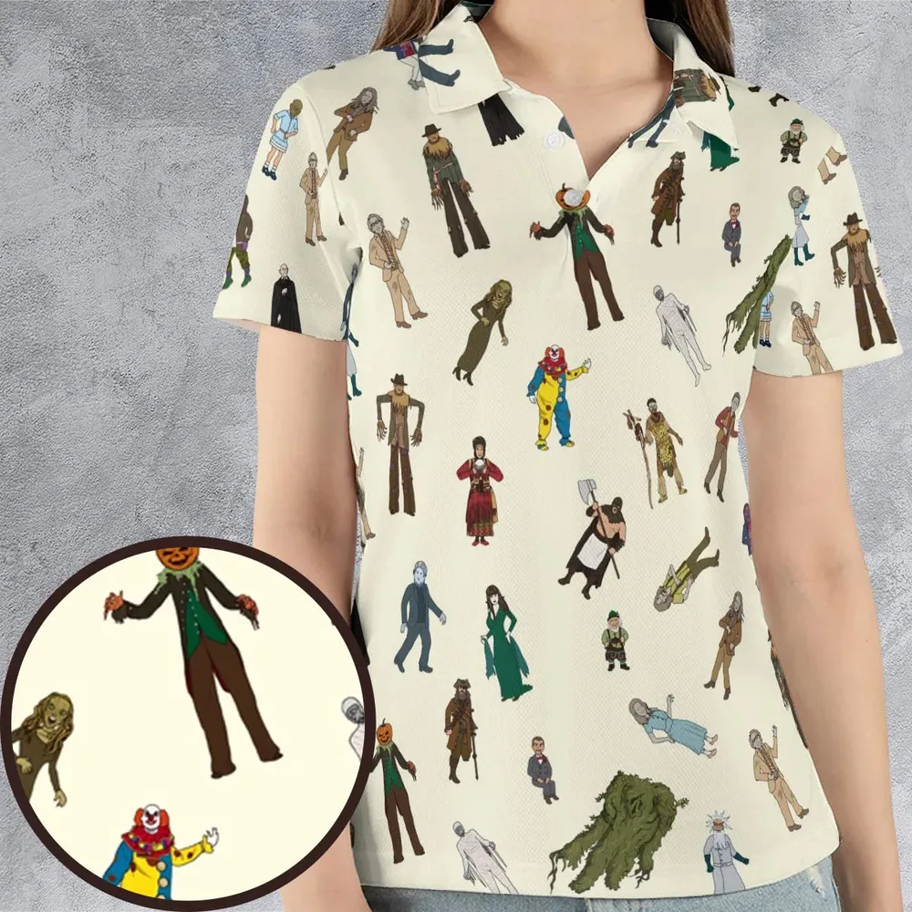 Monster Characters from Goosebumps AOP Men/Women Polo Shirt - 4