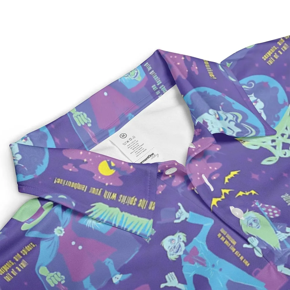 Happy Haunts Journal Haunted Mansion AOP Men/Women Polo Shirt - 3