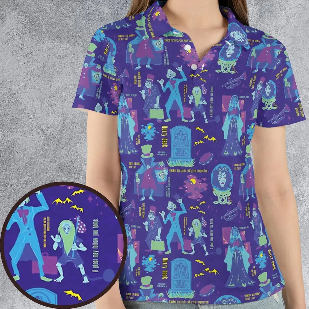 Happy Haunts Journal Haunted Mansion AOP Men/Women Polo Shirt - 4