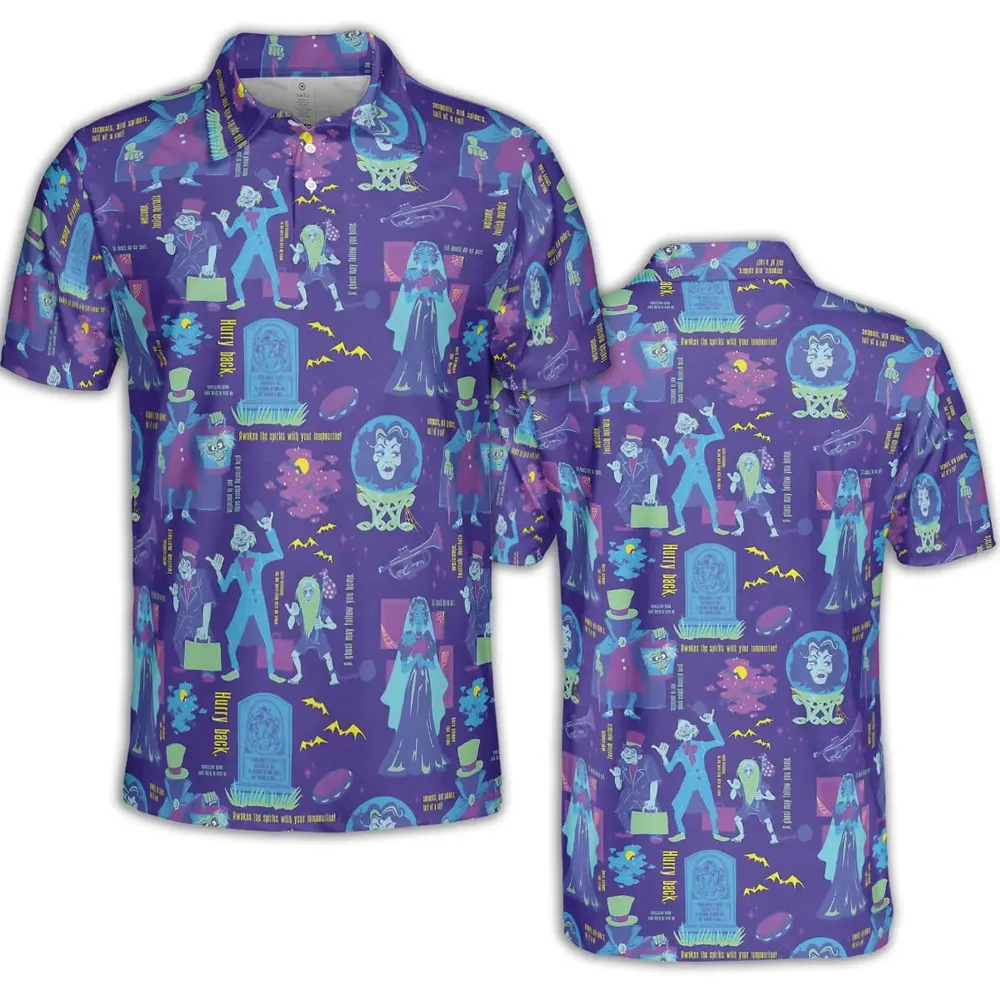 Happy Haunts Journal Haunted Mansion AOP Men/Women Polo Shirt - 2