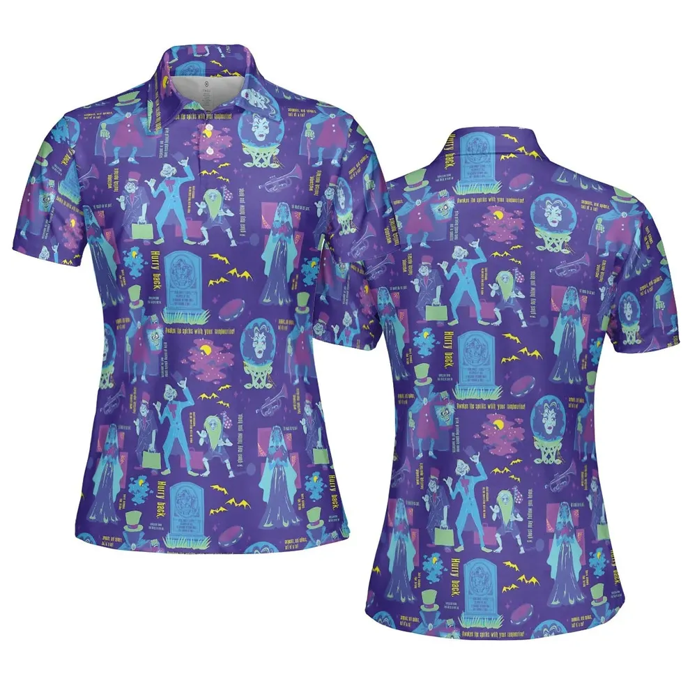 Happy Haunts Journal Haunted Mansion AOP Men/Women Polo Shirt - 5