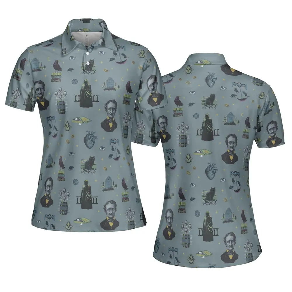 The Dark Themed Edgar Allan Poe AOP Men/Women Polo Shirt - 5