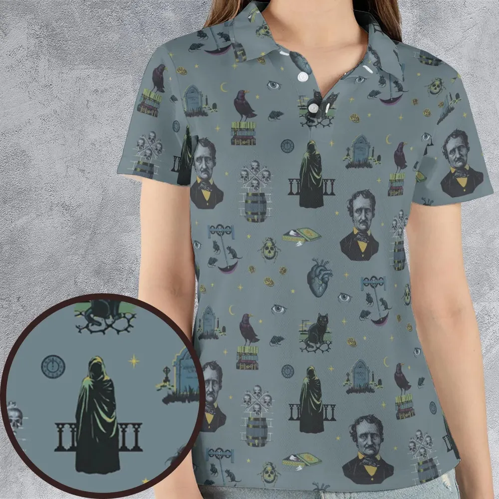 The Dark Themed Edgar Allan Poe AOP Men/Women Polo Shirt - 4
