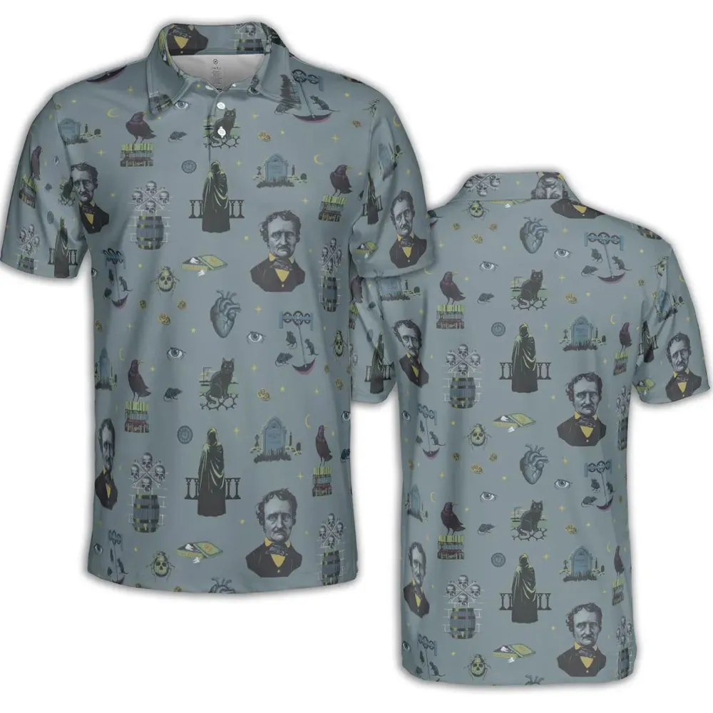 The Dark Themed Edgar Allan Poe AOP Men/Women Polo Shirt - 2