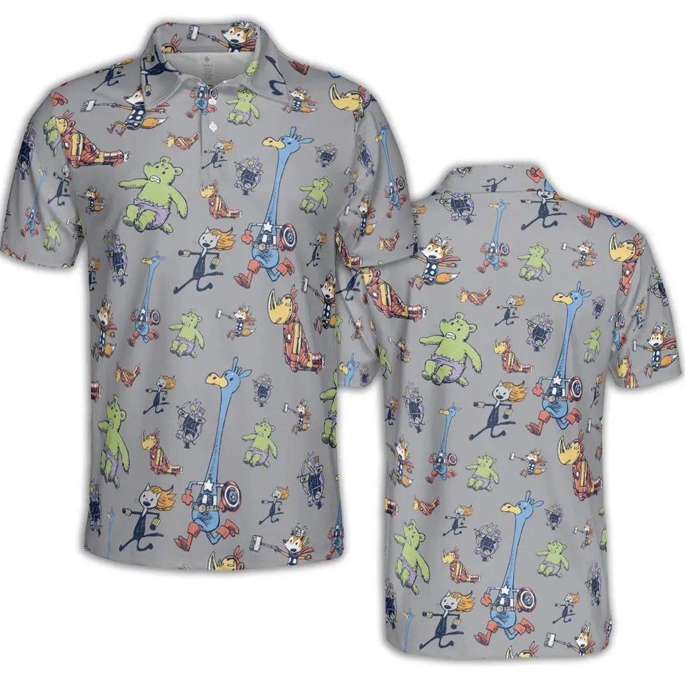 Animals Assemble Avengers AOP Men/Women Polo Shirt - 2