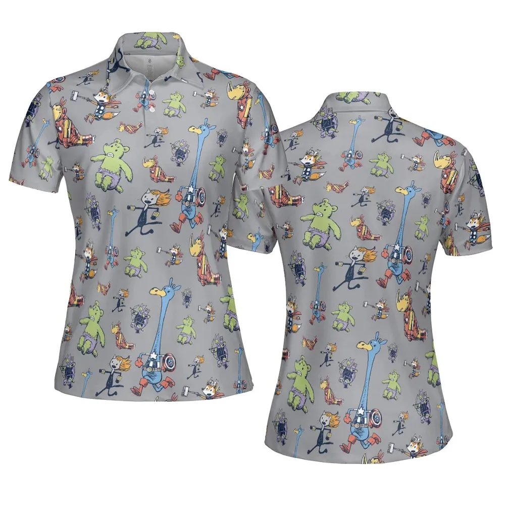 Animals Assemble Avengers AOP Men/Women Polo Shirt - 5
