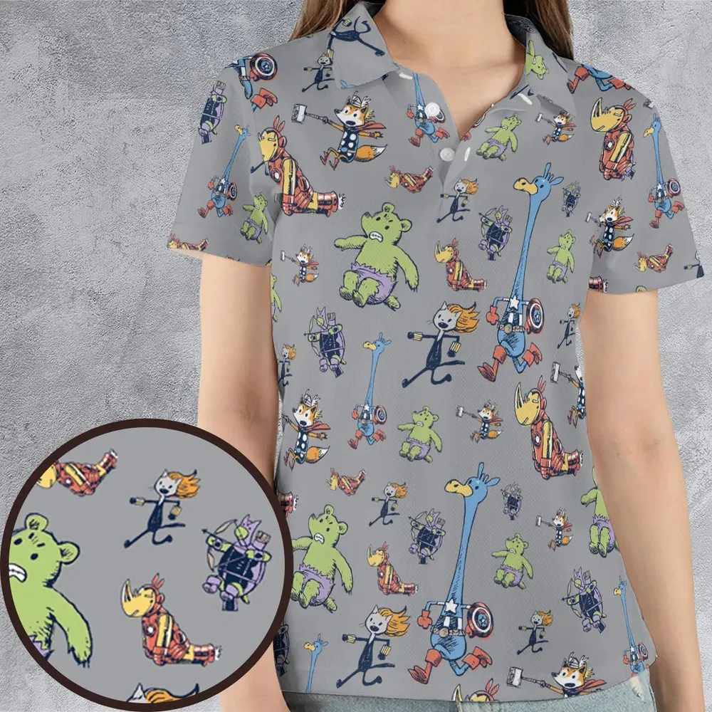 Animals Assemble Avengers AOP Men/Women Polo Shirt - 4
