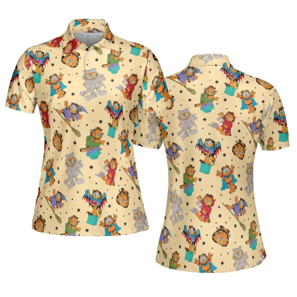 Nostalgic Cat Garfield's Halloween Adventure AOP Men/Women Polo Shirt - 5