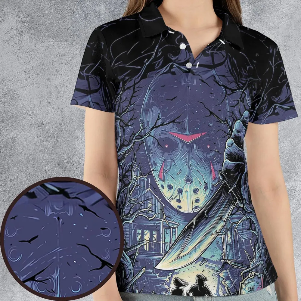 Camp Crystal Chic Friday the 13th AOP Men/Women Polo Shirt - 4