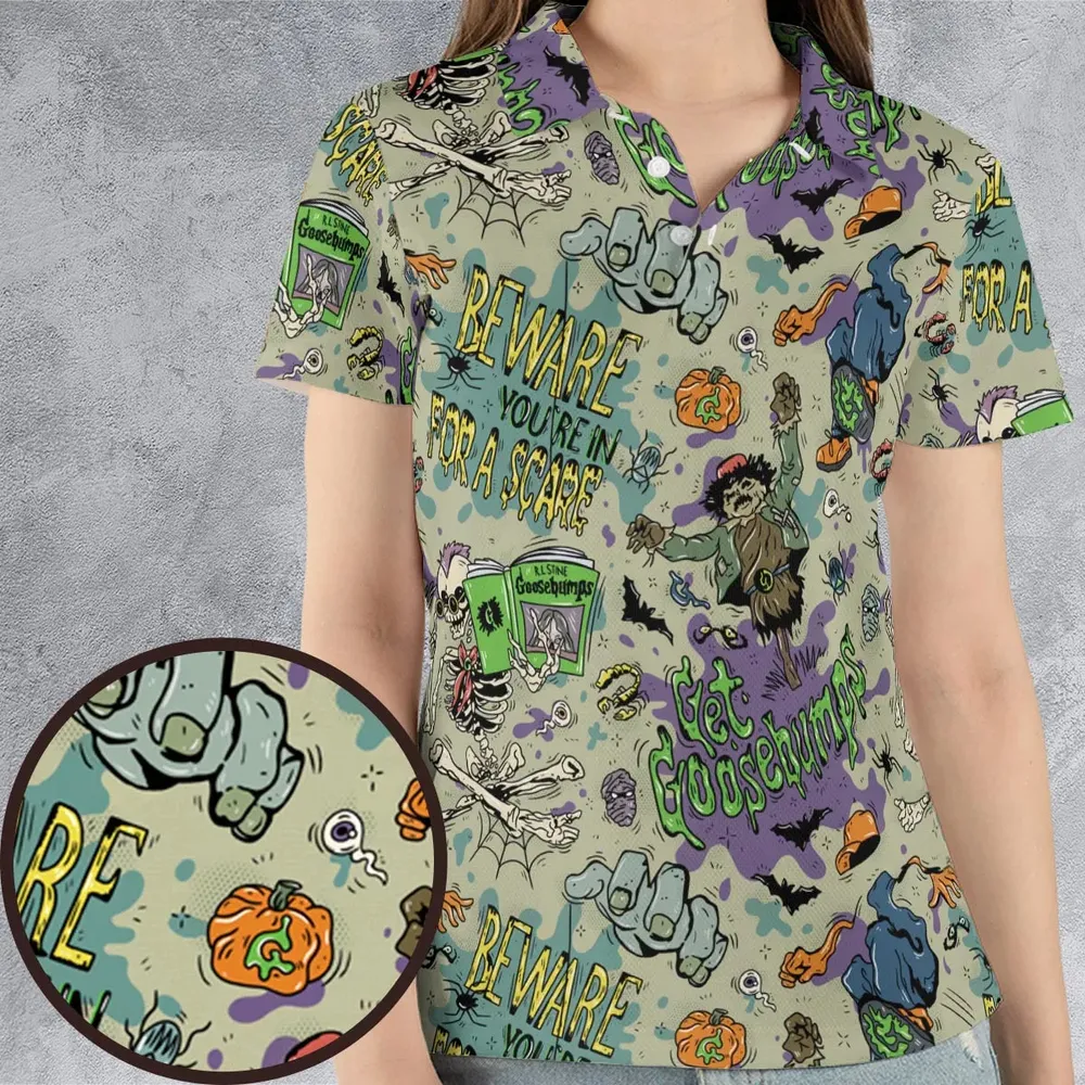 Beware You're In For A Scare Goosebumps AOP Men/Women Polo Shirt - 4