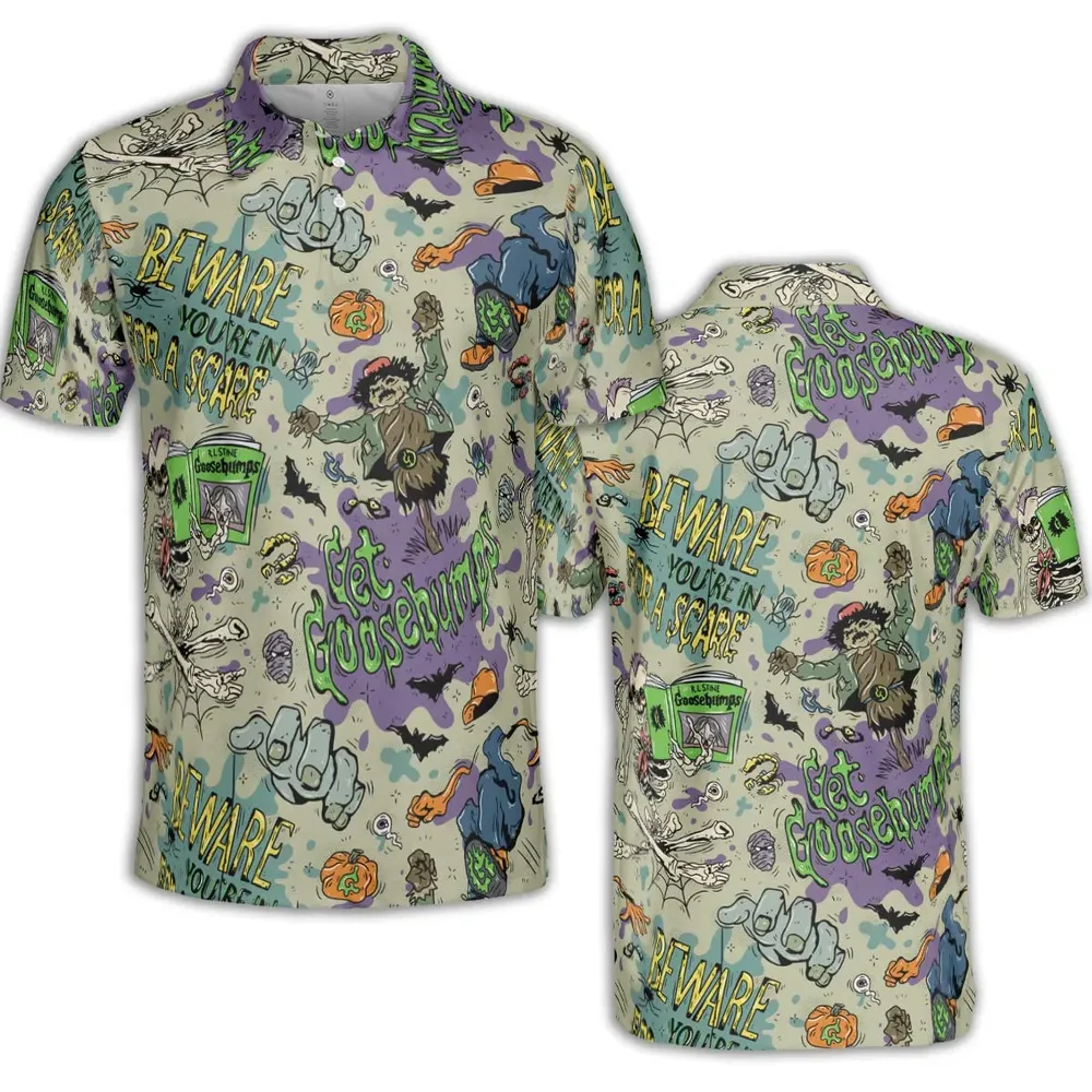 Beware You're In For A Scare Goosebumps AOP Men/Women Polo Shirt - 2