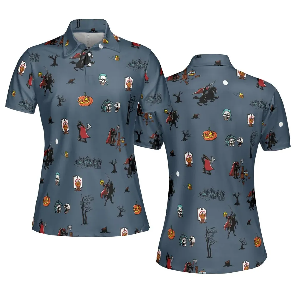 Headless Horseman Ichabod and Mr. Toad AOP Men/Women Polo Shirt - 5