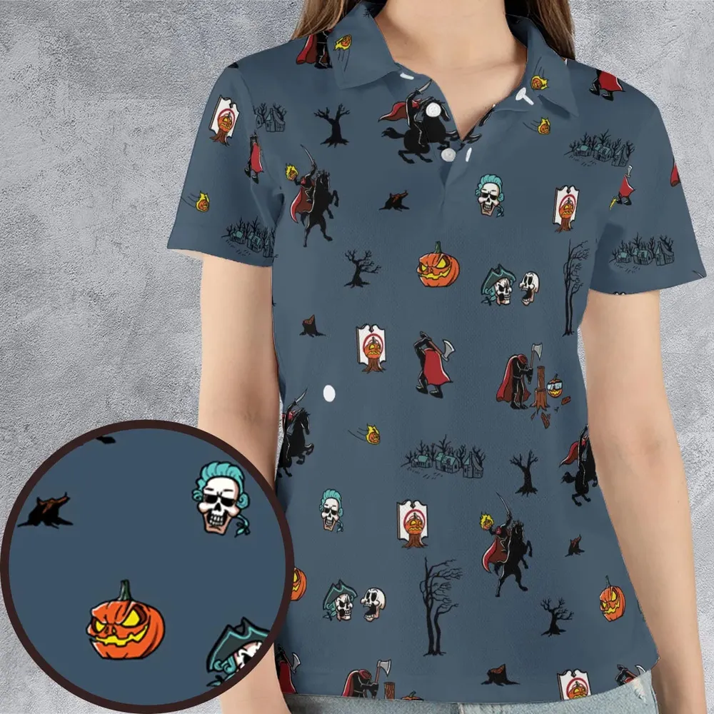 Headless Horseman Ichabod and Mr. Toad AOP Men/Women Polo Shirt - 4