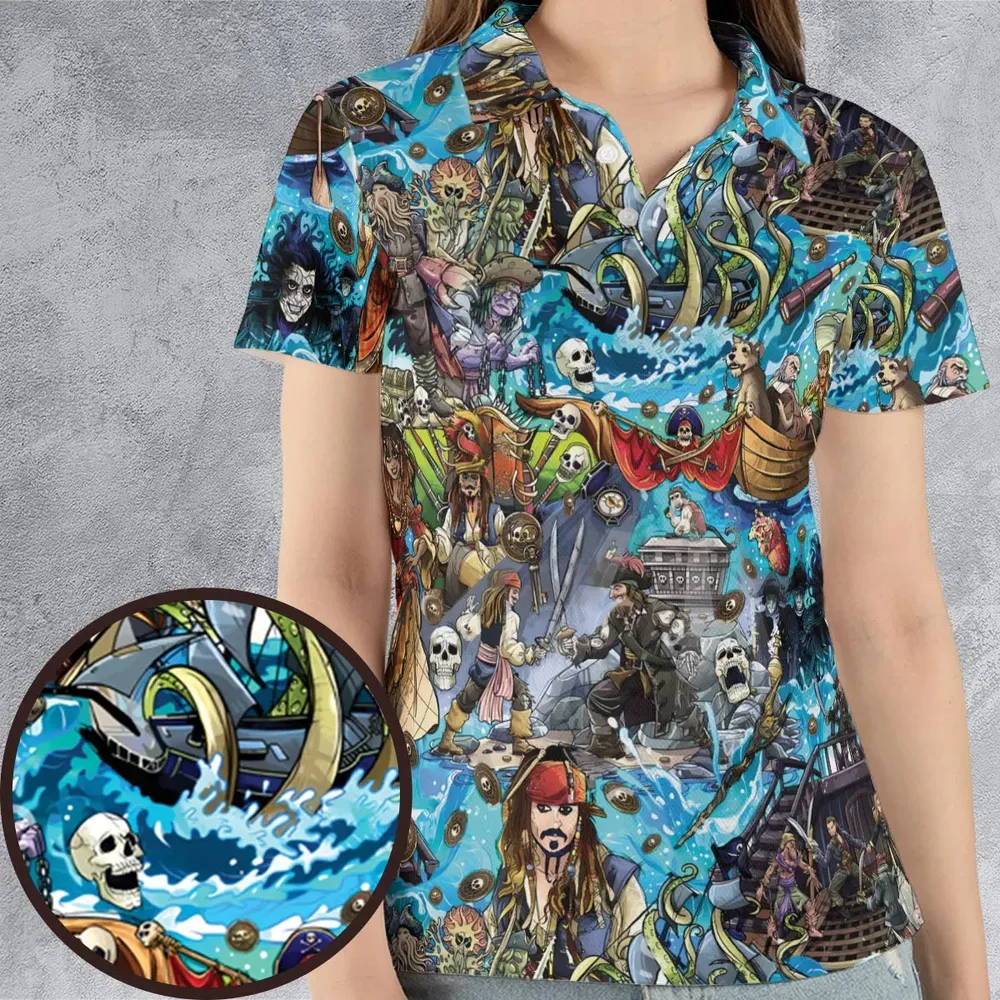 Travel And Fight Pirates of the Caribbean AOP Men/Women Polo Shirt - 4