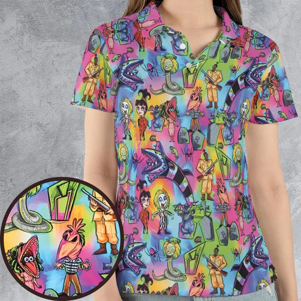 Hauntingly Stylish Beetlejuice AOP Men/Women Polo Shirt - 4