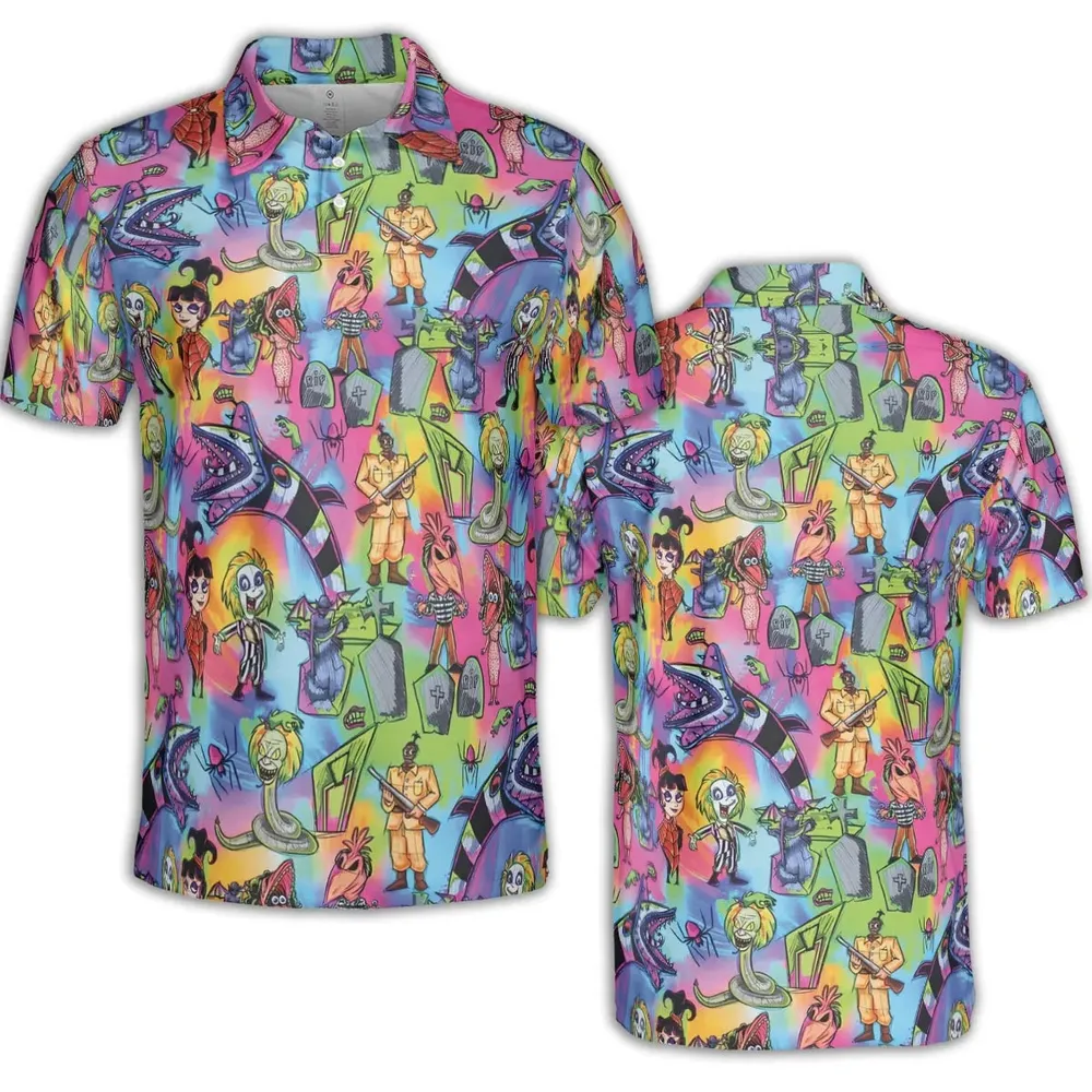 Hauntingly Stylish Beetlejuice AOP Men/Women Polo Shirt - 2