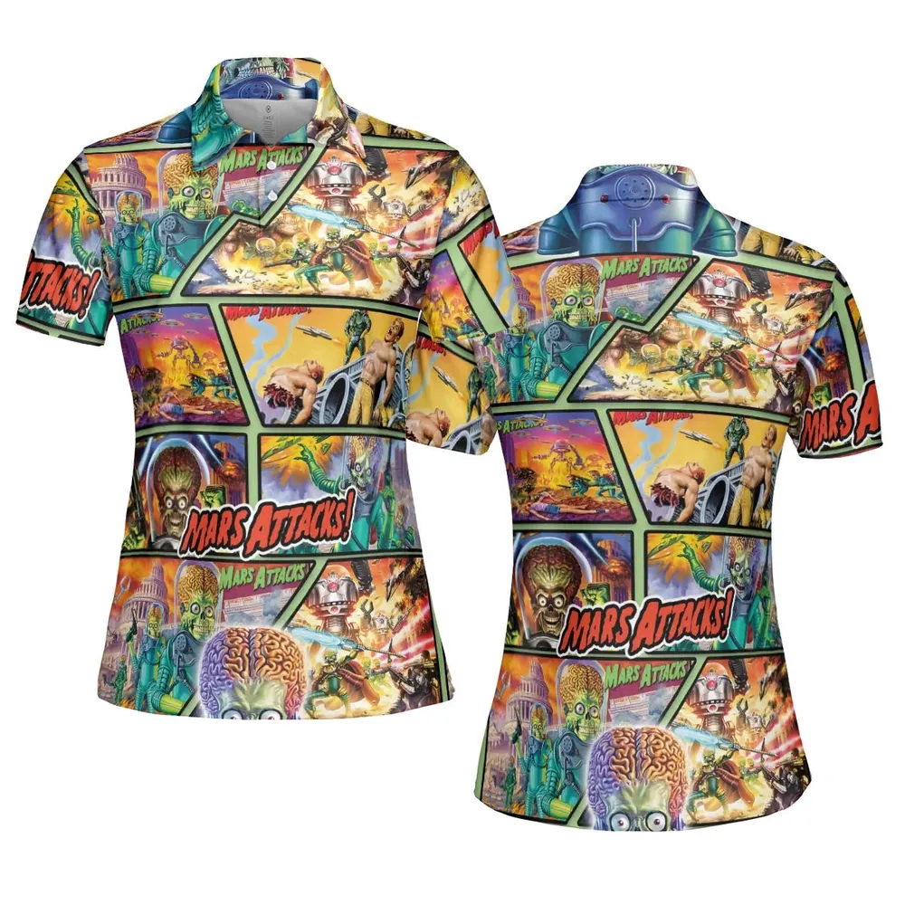 Ack! Ack! Ack! Mars Attacks AOP Men/Women Polo Shirt - 5